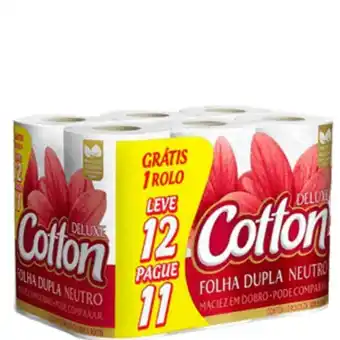 Papel higiênico cotton deluxe neutro folha dupla 30m leve 12 pague 11