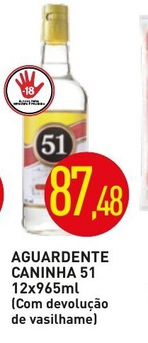 Calvo Atacadista Aguardente Caninha 51 12 x 965ml oferta