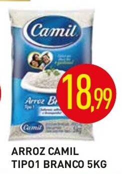 Calvo Atacadista Arroz Camil Tipo 1 Branco 5kg oferta