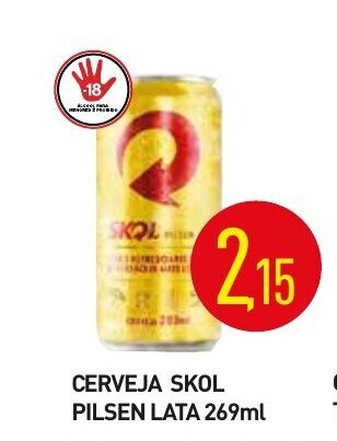 Cerveja Skol Pilsen lata 269ml