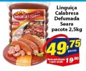 Vencedor Atacadista Linguica Calabresa Defumada Seara pacote 2.5kg oferta
