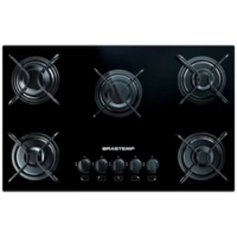 Novo Mundo Cooktop brastemp ative, 5 bocas, 4 velocidades, acendimento automático, preto - bdd75a oferta