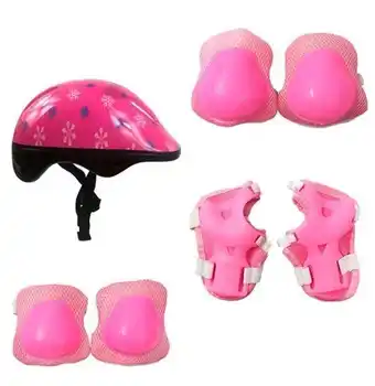 Ri Happy Kit de proteção radical infantil plus rosa capacete + joelheiras + cotoveleiras + munhequeiras oferta
