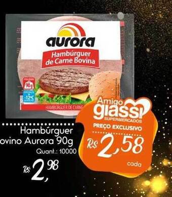 Giassi Supermercados Hambúrguer Bovino Aurora oferta