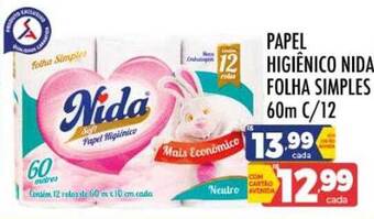 Supermercados Avenida Papel Higiênico Nida Folha Simples oferta
