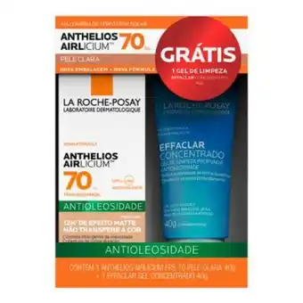 Kit protetor solar facial anthelios airlicium pele clara fps 70 + gel concentrado effaclar