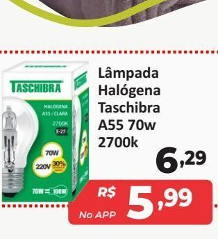 Lâmpada halógena taschibra a55 70w 2700k