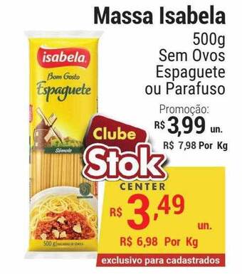 Stok Center Massa Isabela oferta