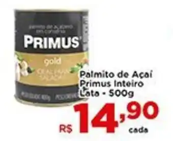 Shibata Supermercados Palmito de Acai Primus Inteiro Lata 500g oferta
