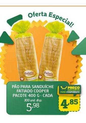 Cooper Pão Para Sanduíche Fatiado Cooper Pacote - Cada oferta