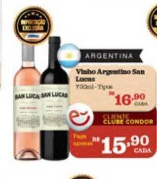 Supermercados Condor Vinho Argentino San Lucas oferta
