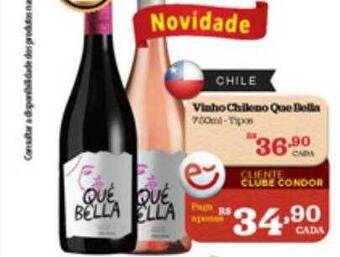Supermercados Condor Vinho Chileno Que Bella oferta