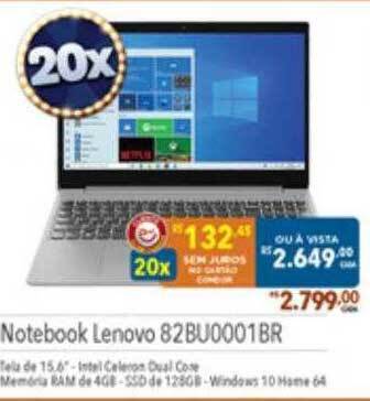 Supermercados Condor Notebook Lenovo 82bu0001br oferta