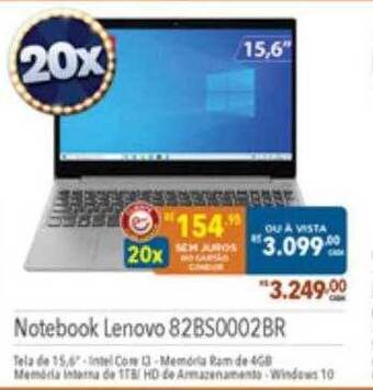 Supermercados Condor Notebook Lenovo 82bs0002br oferta