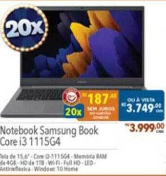Supermercados Condor Notebook Samsung Book Core I3 1115g4 oferta