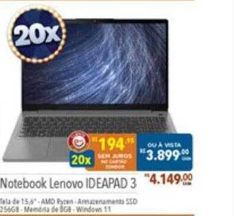 Supermercados Condor Notebook Lenovo Ideapad 3 oferta