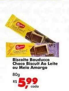 Big Box Biscoito Bauducco Choco Biscuit Ao Leite Ou Meio Amargo oferta