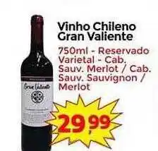 Supermercados Rena Vinho Chileno Gran Valiente oferta