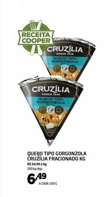 Cooper Queijo Tipo Gorgonzola Cruzília Fracionado Kg oferta