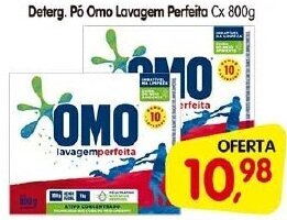 Cercadão Deterg. po Omo Lavagem Perfeita cx 800g oferta