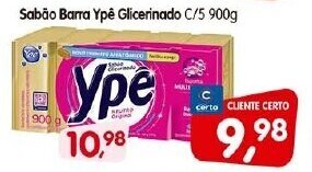 Sabao Barra Ype Glicerinado C/5 900g