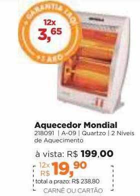 Lojas TaQi Aquecedor Mondial oferta