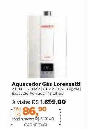 Lojas TaQi Aquecedor Gás Lorenzetti oferta