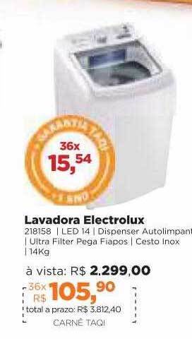 Lojas TaQi Lavadora Electrolux oferta