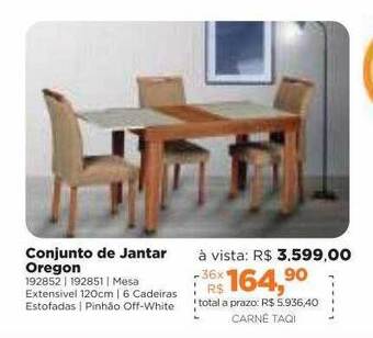 Lojas TaQi Conjunto De Jantar Oregon oferta