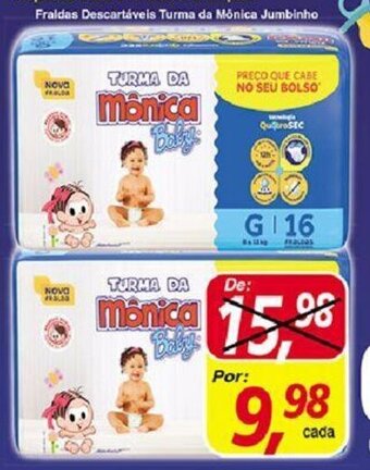 Supermercados Guanabara Fraldas descartaveis Turma da Monica Jumbinho oferta