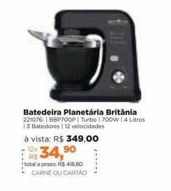 Lojas TaQi Batedeira Planetária Britânia oferta