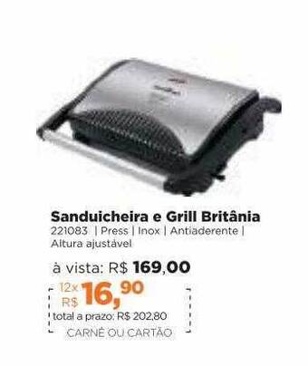 Lojas TaQi Sanduicheira E Grill Britânia oferta