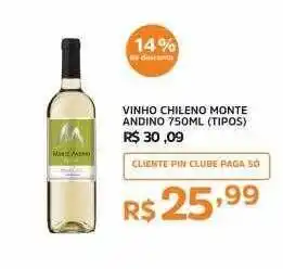 Pinheiro Supermercado Vinho Chileno Monte Andino oferta