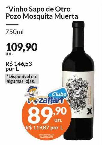 Zaffari Vinho Sapo De Otro Pozo Mosquita Muerta oferta