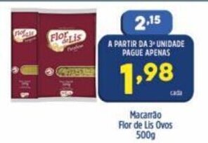 Arena Atacado Macarrao Flor de Lis Ovos 500g oferta