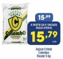 Arena Atacado Acucar Cristal Colombo pacote 5kg oferta