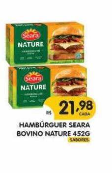 Supermercados Real Hambúrguer Seara Bovino Nature oferta