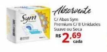 Absorvente c/ Abas Sym Premium c/8 unidades Suave ou Seca