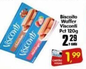 Higa's Supermercado Biscoito Waffer Visconti Pct 120g oferta