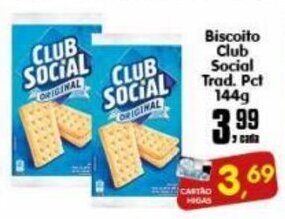 Higa's Supermercado Biscoito Club Social trad. pct 144g oferta
