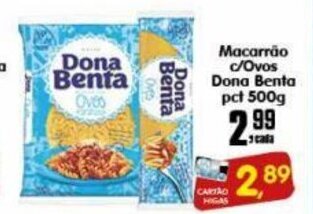 Higa's Supermercado Macarrao c/ Ovos Dona Benta Pct 500g oferta
