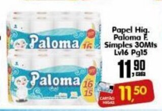 Higa's Supermercado Papel Hig. Paloma F. Simples 30mts Lv 16 Pg 15 oferta