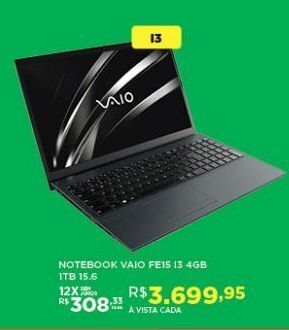 DB Supermercados Notebook vaio fe15 i3 4gb/1tb oferta