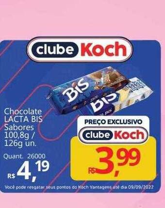 Supermercados Koch Chocolate Lacta Bis Sabores oferta
