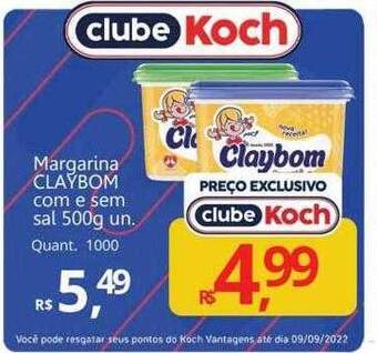 Supermercados Koch Margarina Claybom Com E Sem Sal oferta