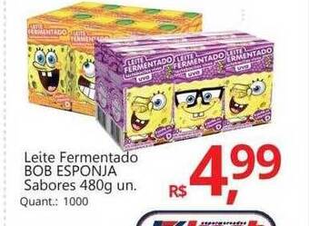 Supermercados Koch Leite Fermentado Bob Esponja Sabores oferta