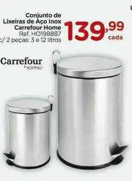 Carrefour Conjunto De Lixeiras De Aço Inox Carrefour Home C- 2 Peças oferta