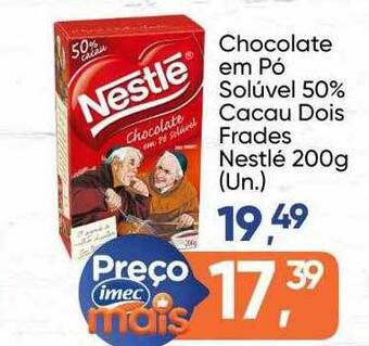 Imec Supermercados Chocolate Em Pó Soluvel 50% Cacau Dois Frades Nestlé oferta