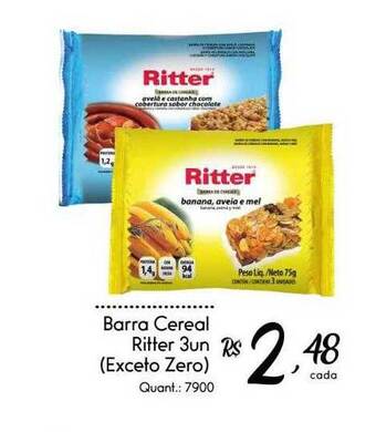 Giassi Supermercados Barra Cereal Ritter Exceto Zero oferta