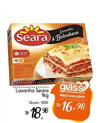 Giassi Supermercados Lasanha Seara oferta